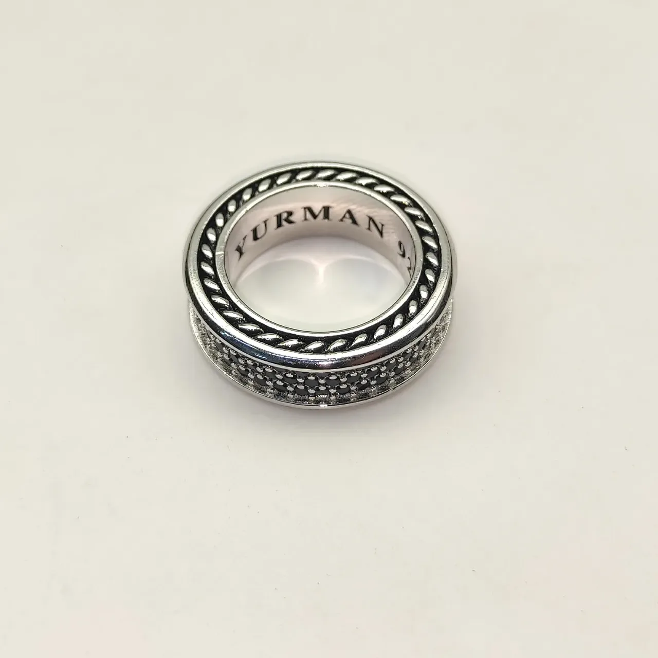 David Yurman Cable Classics Silver Black Multi-Band Ring 8