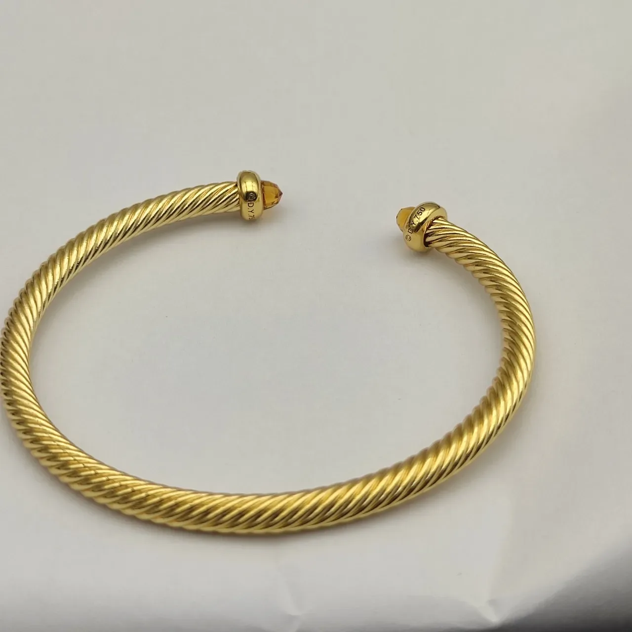 David Yurman Cable Classics Twisted Gold-Tone Amber Gemstone Bracelet 4