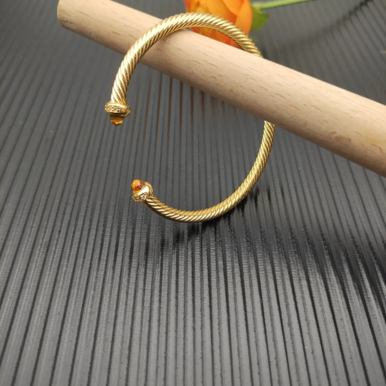 David Yurman Cable Classics Twisted Gold-Tone Amber Gemstone Bracelet 5