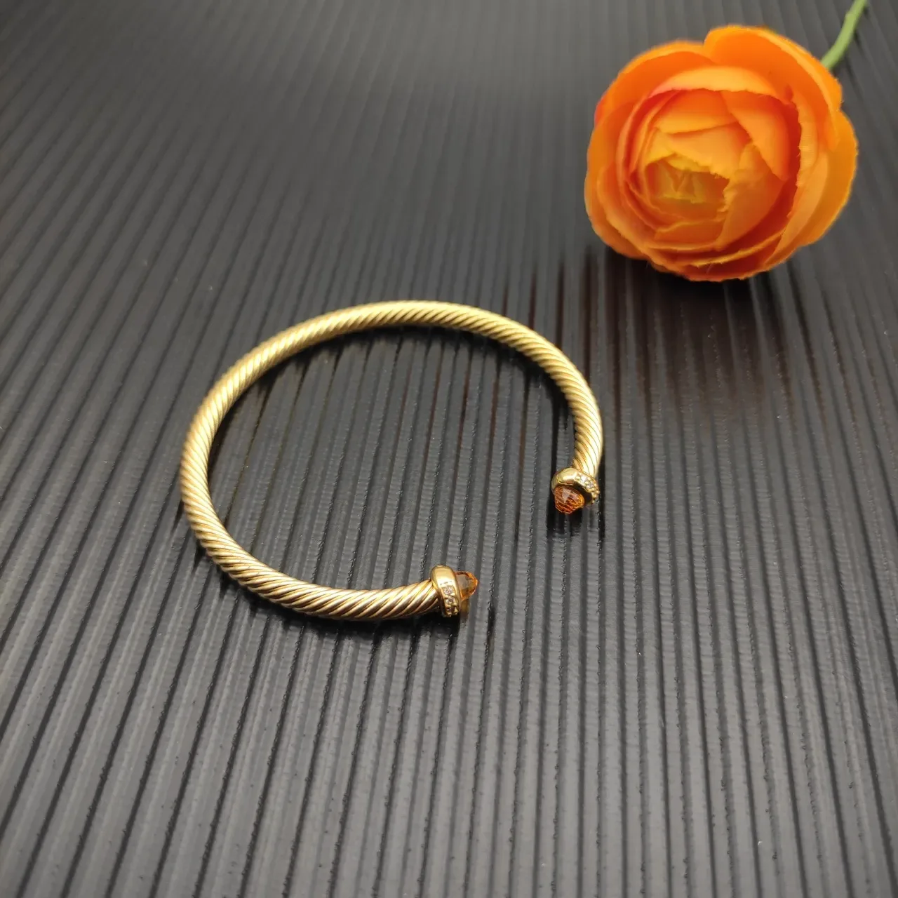 David Yurman Cable Classics Twisted Gold-Tone Amber Gemstone Bracelet 6