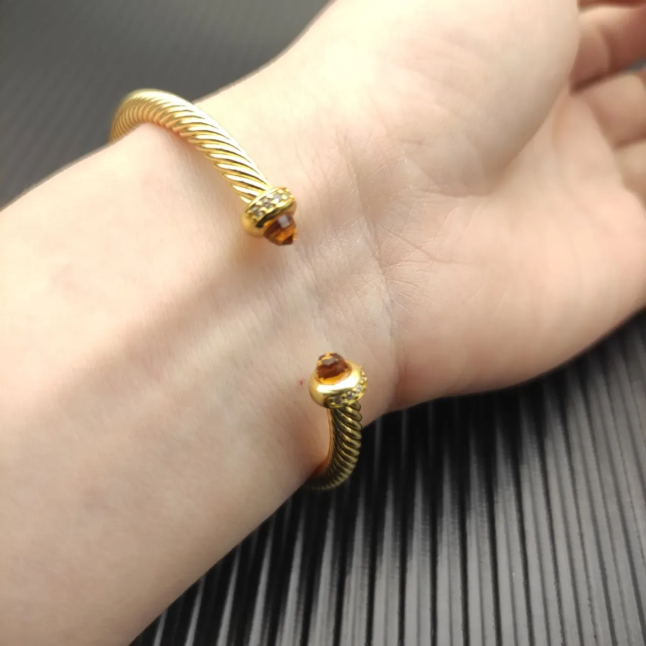 David Yurman Cable Classics Twisted Gold-Tone Amber Gemstone Bracelet 8