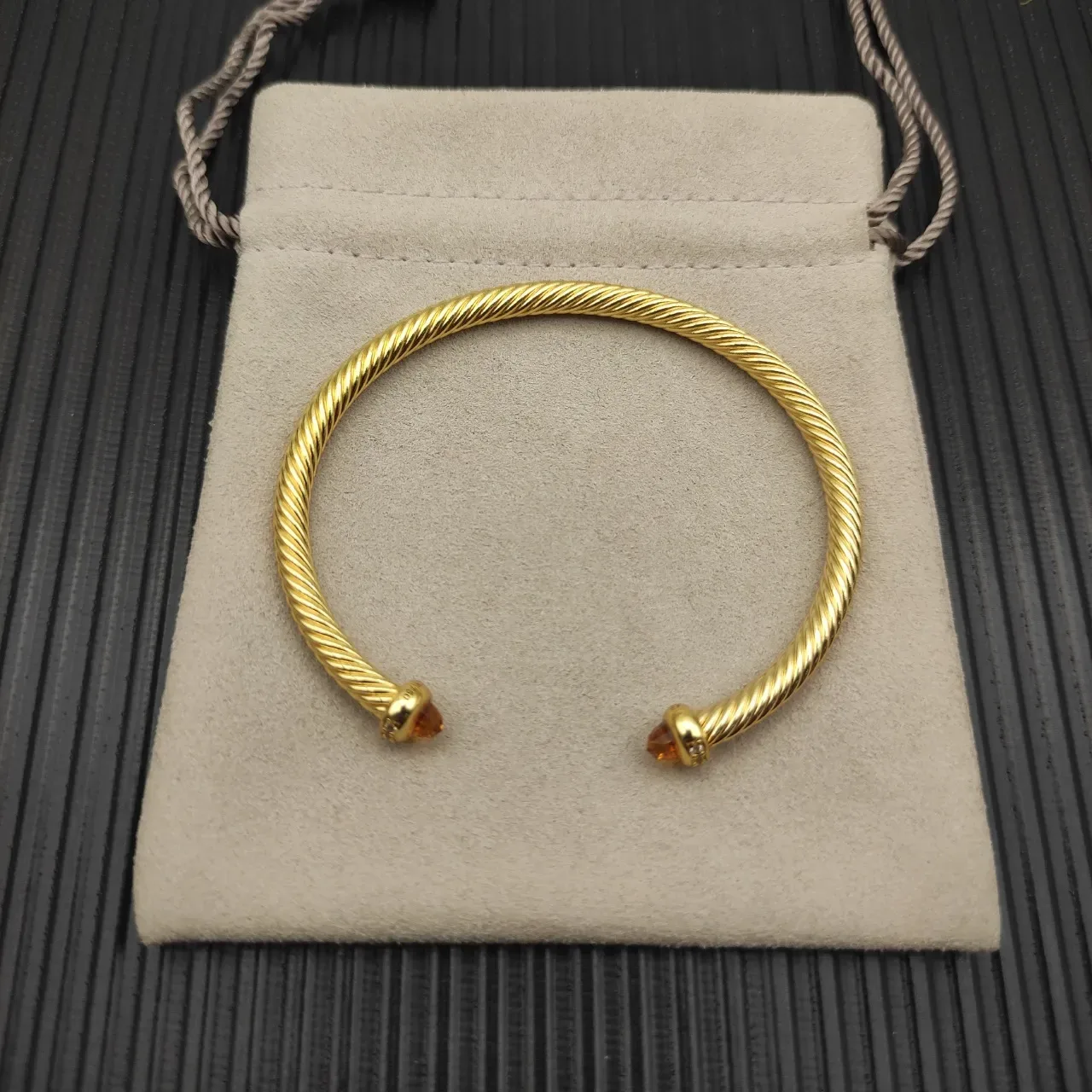 David Yurman Cable Classics Twisted Gold-Tone Amber Gemstone Bracelet 9