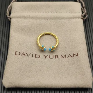 David Yurman Cable Collectibles Turquoise Cabochon Open Ring