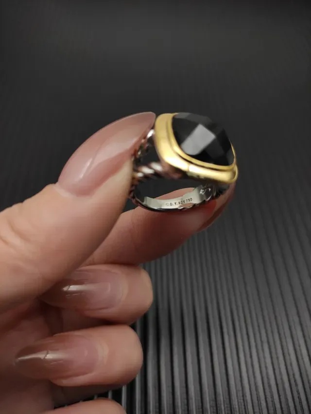 David Yurman Cable Collection Cushion-Cut Black Onyx Ring 6