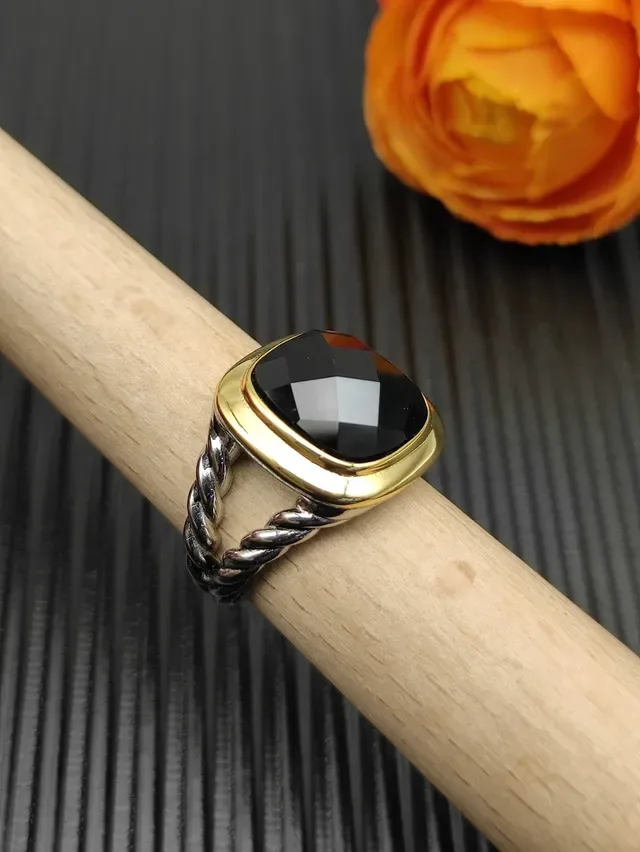 David Yurman Cable Collection Cushion-Cut Black Onyx Ring 8