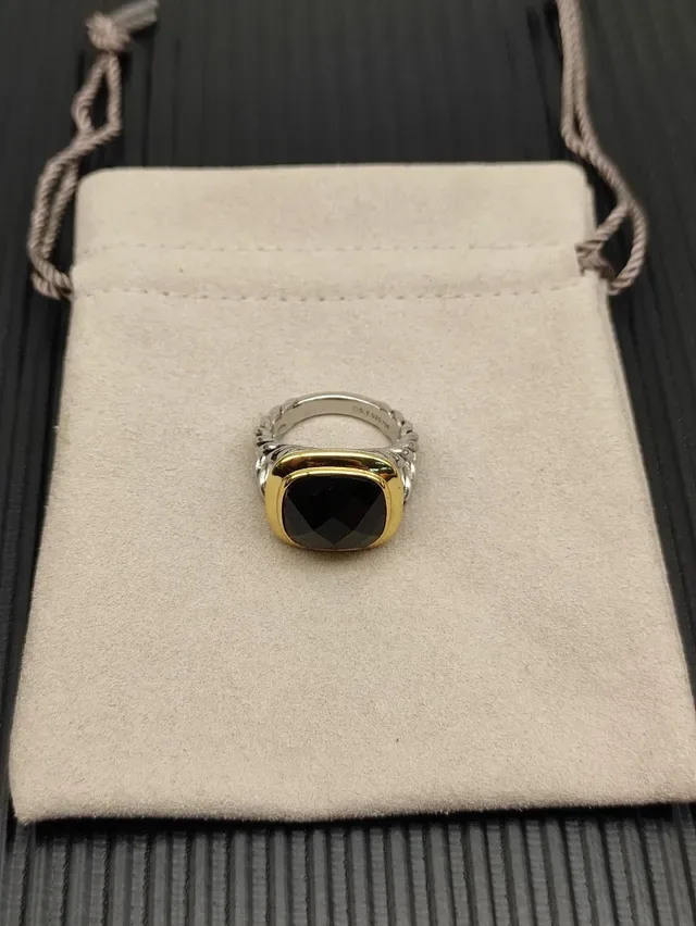 David Yurman Cable Collection Cushion-Cut Black Onyx Ring 9