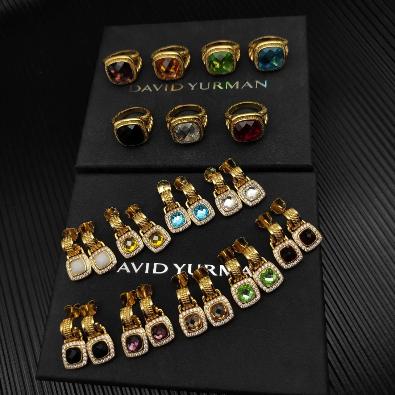 David Yurman Cushion-Cut Yellow Stone Diamond Halo Gold Drop Earrings 2