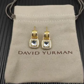 David Yurman Gold-Tone Cushion-Cut Pavé Halo Earrings