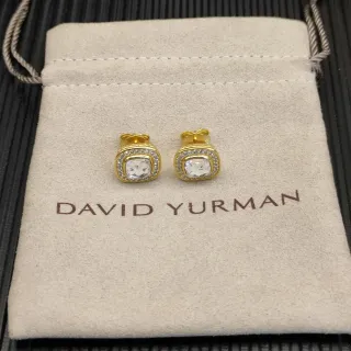 David Yurman Gold-Tone Cushion-Cut Pavé Halo Stud Earrings