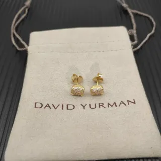 David Yurman Gold-Tone Pavé Square Stud Earrings