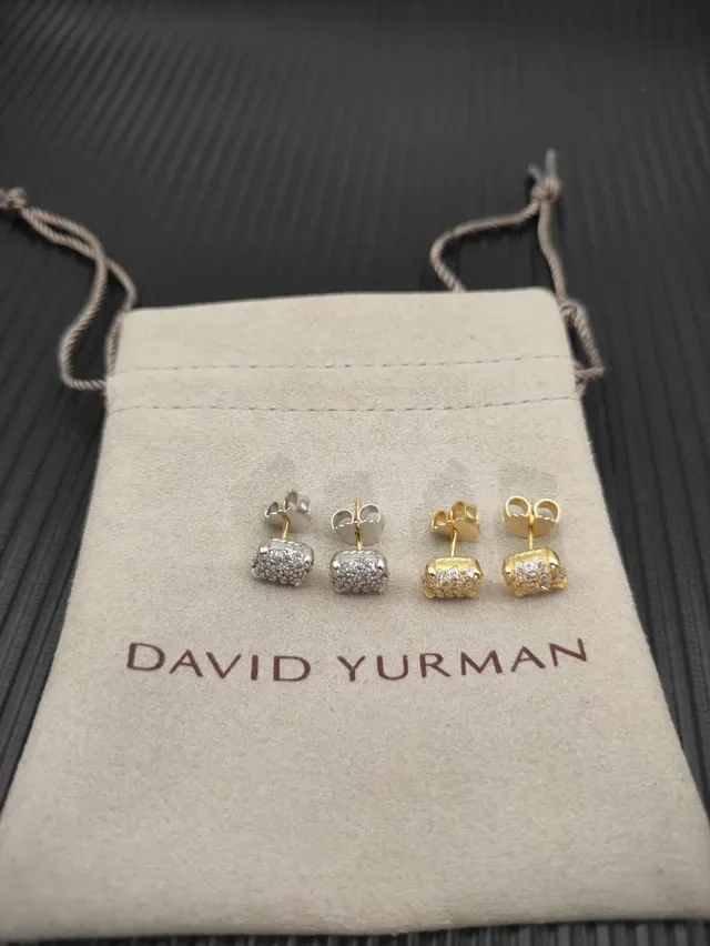 David Yurman Gold-Tone Pavé Square Stud Earrings 8