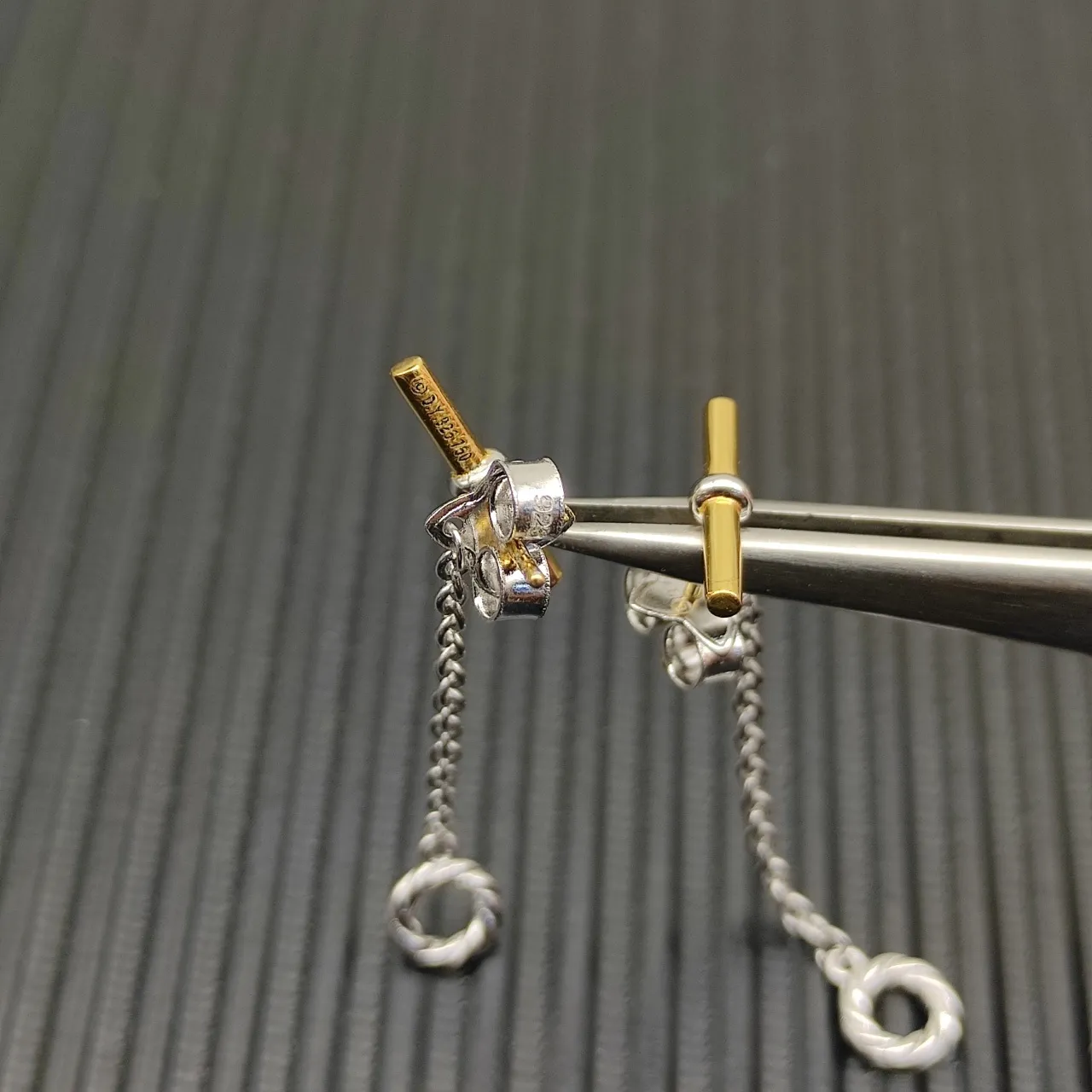 David Yurman Knot Motif Two-Tone Chain Drop Earrings 3