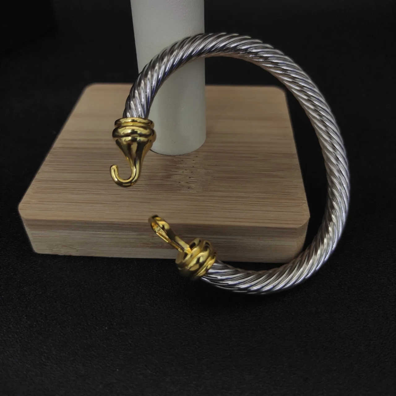 David Yurman Silver Gold Twisted Cable Two-Tone Bracelet 2