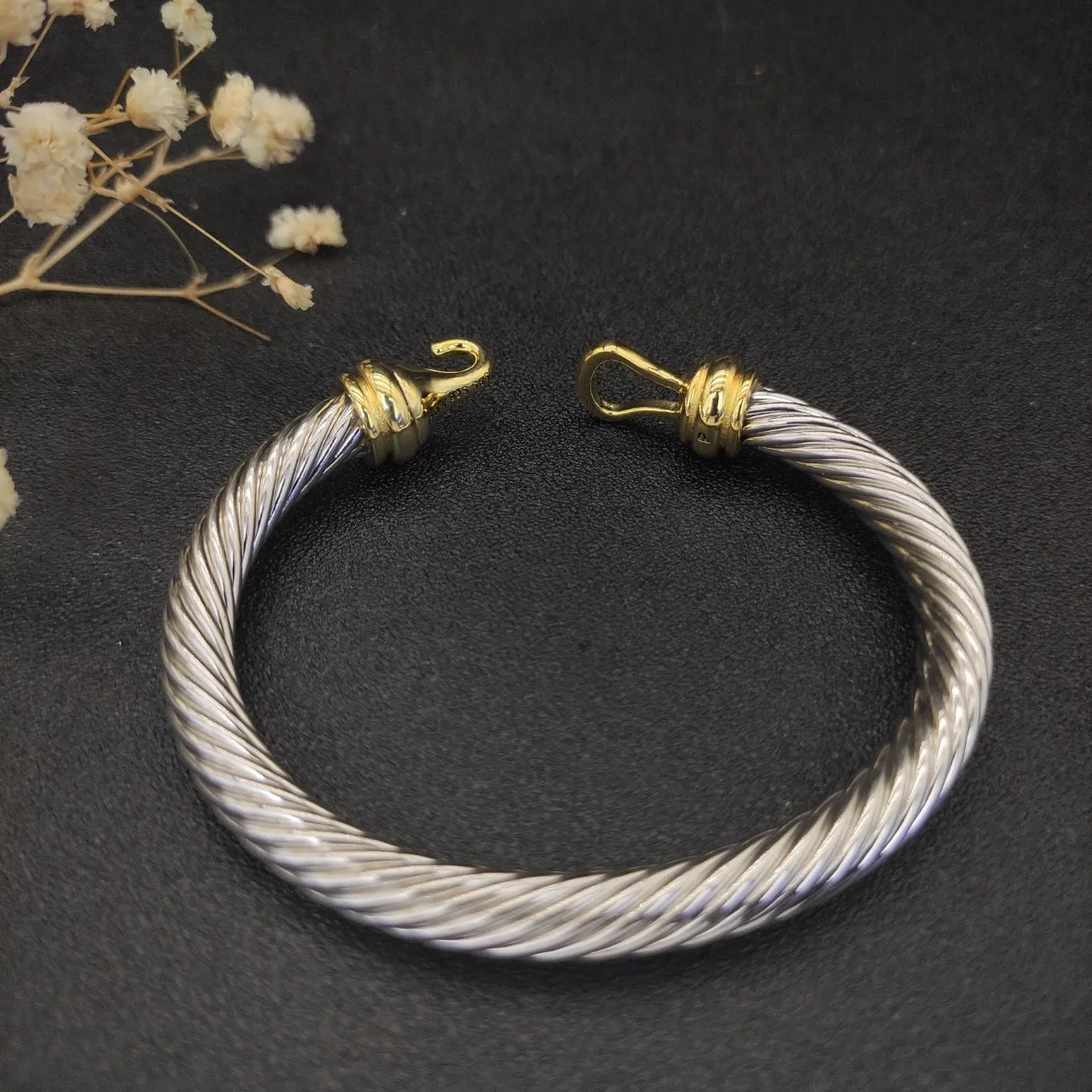David Yurman Silver Gold Twisted Cable Two-Tone Bracelet 3