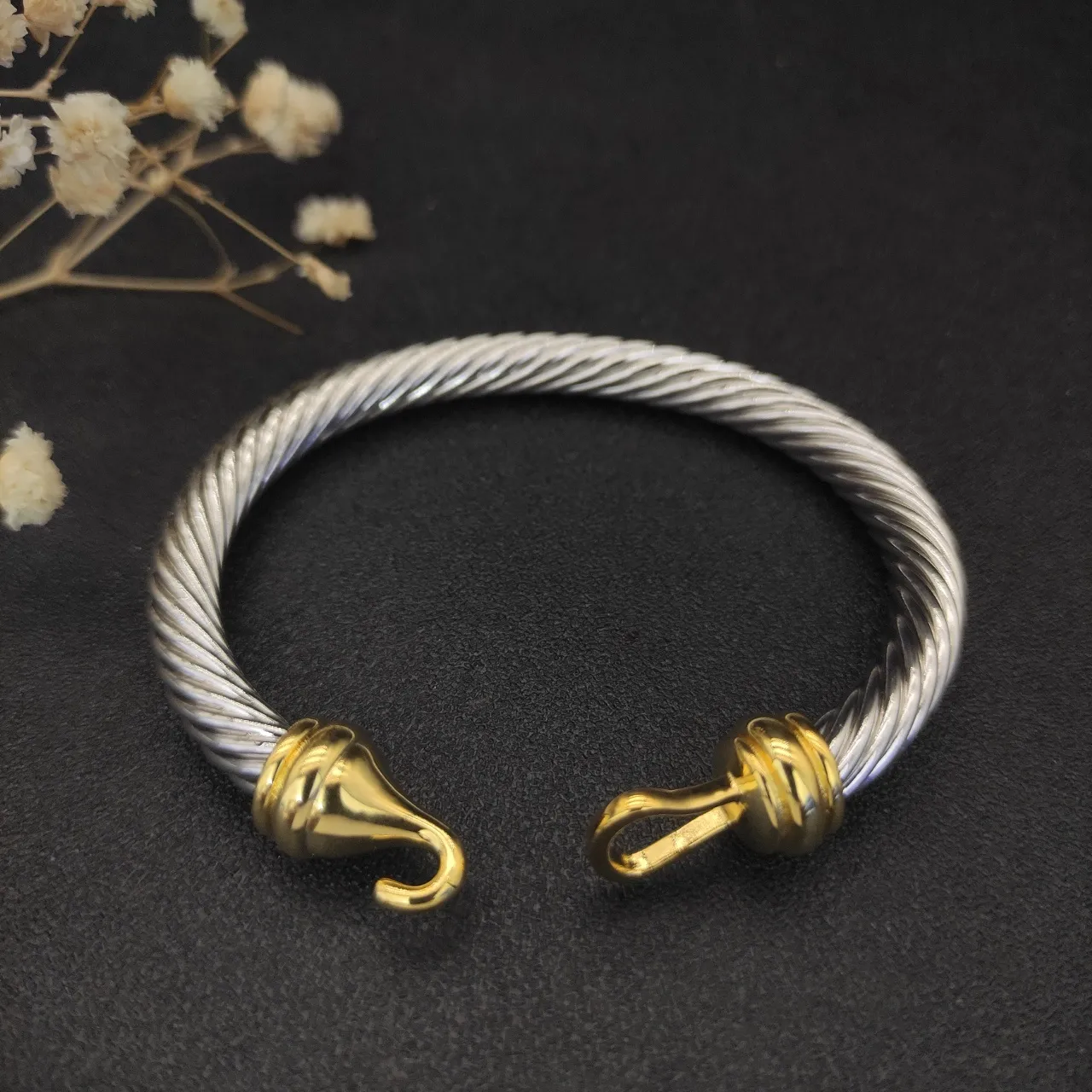 David Yurman Silver Gold Twisted Cable Two-Tone Bracelet 4