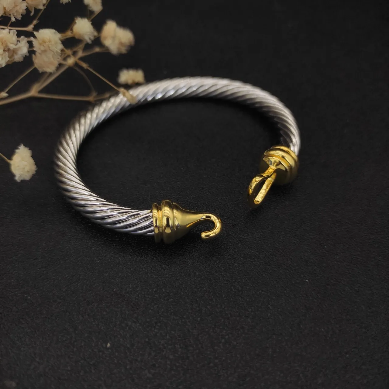 David Yurman Silver Gold Twisted Cable Two-Tone Bracelet 5