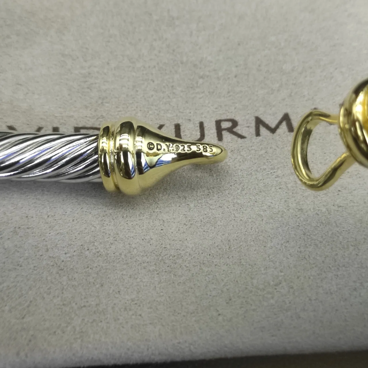 David Yurman Silver Gold Twisted Cable Two-Tone Bracelet 6