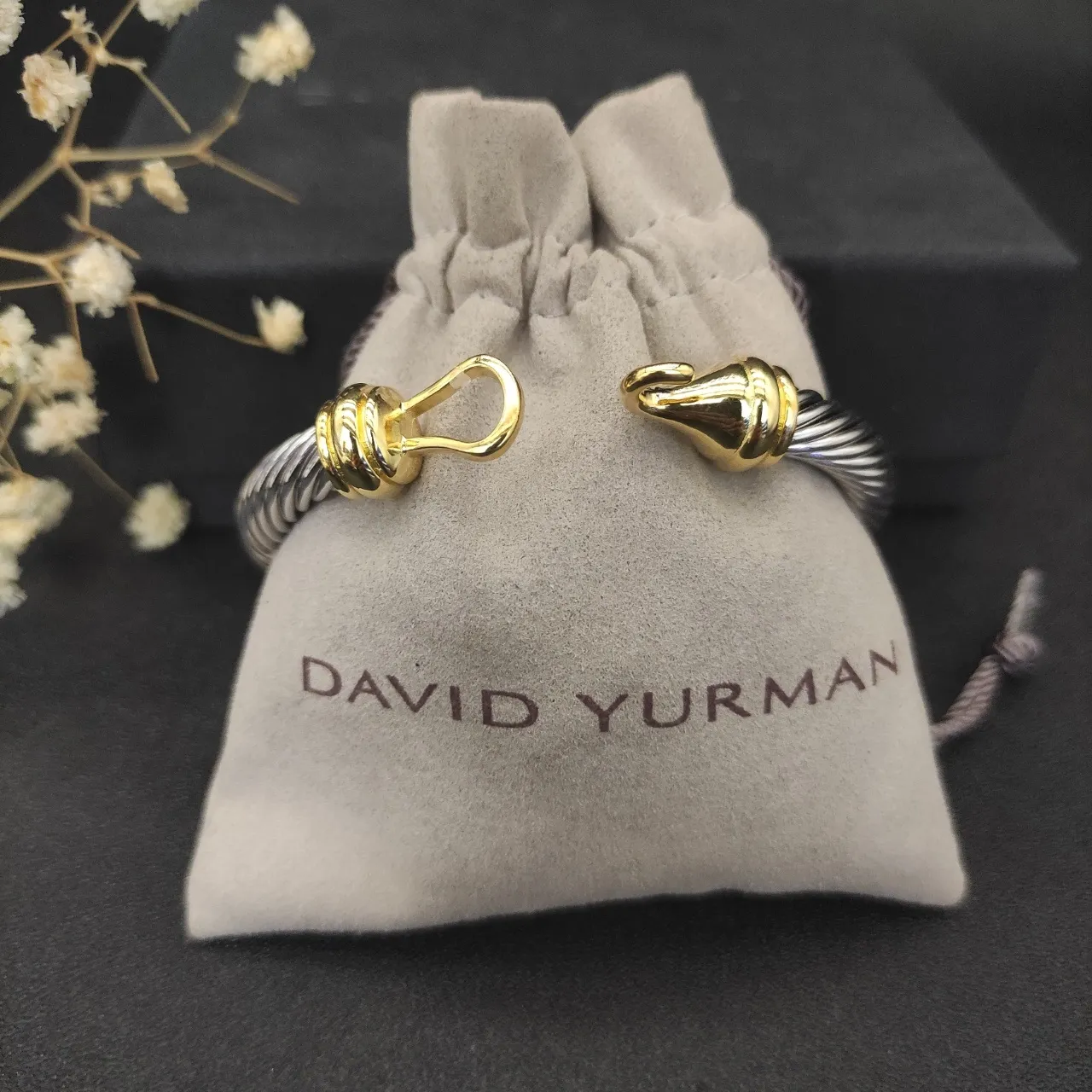 David Yurman Silver Gold Twisted Cable Two-Tone Bracelet 9