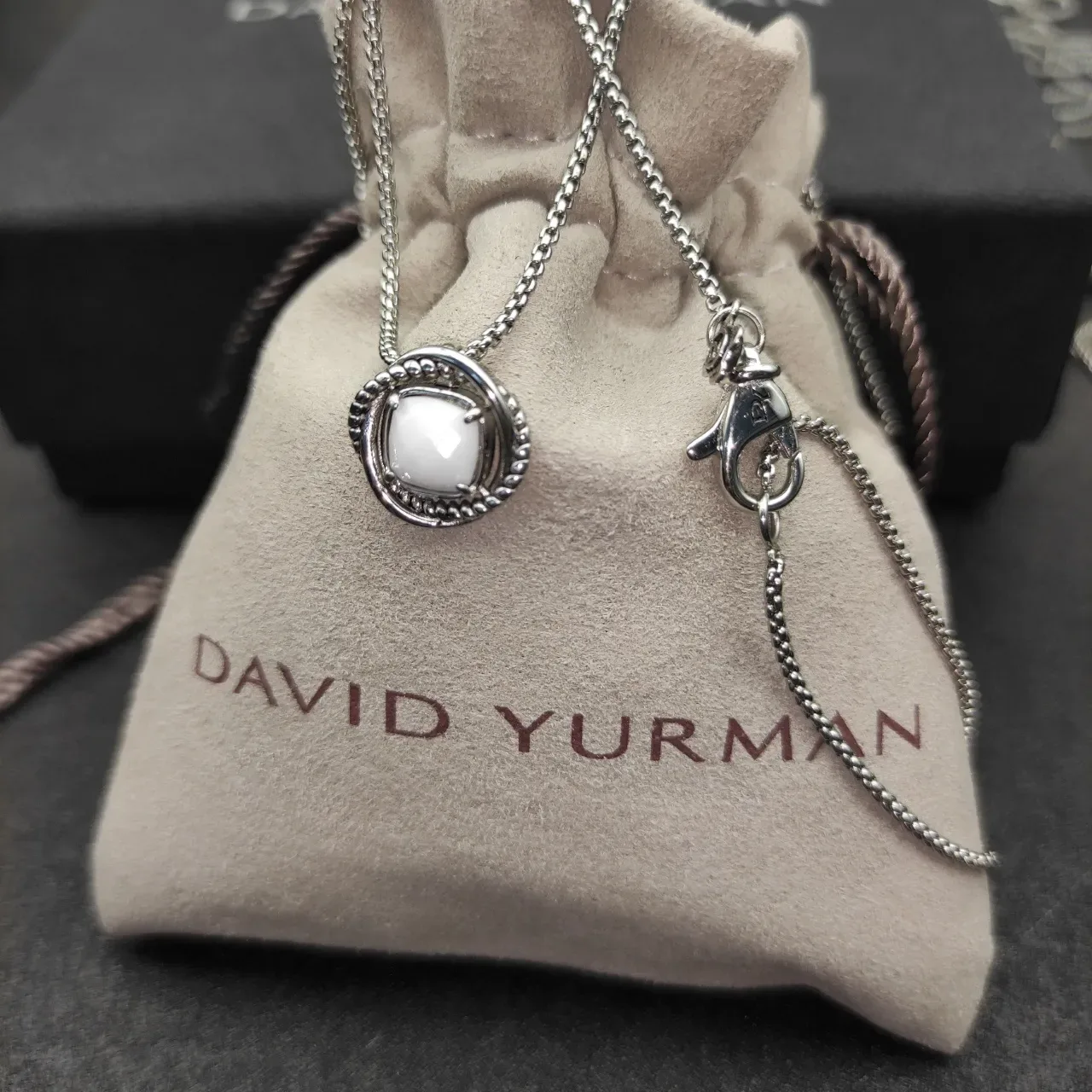 David Yurman Silver Multicolor Rope-Edge Bezel Cushion-Cut Gemstones Necklace 2