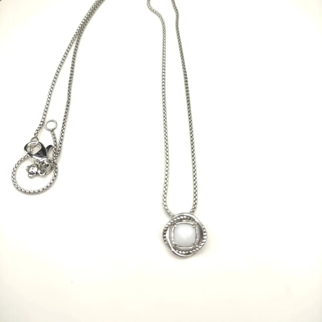 David Yurman Silver Multicolor Rope-Edge Bezel Cushion-Cut Gemstones Necklace 8