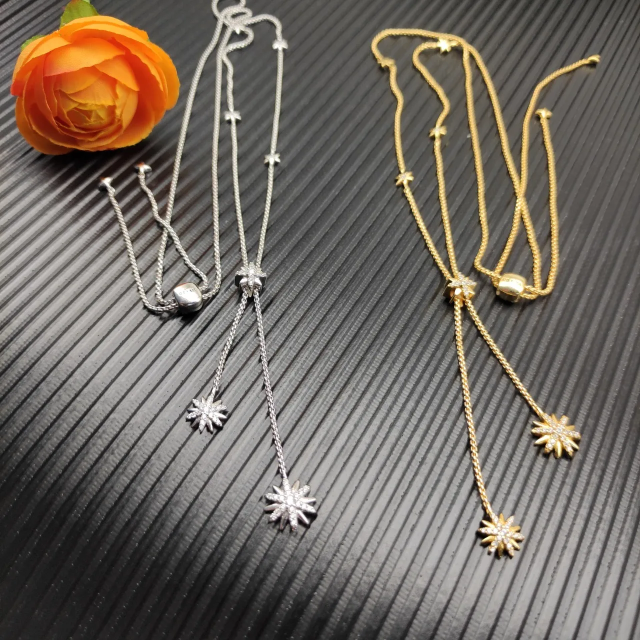 David Yurman Starburst Gold Lariat-Style Motifs Necklace 2