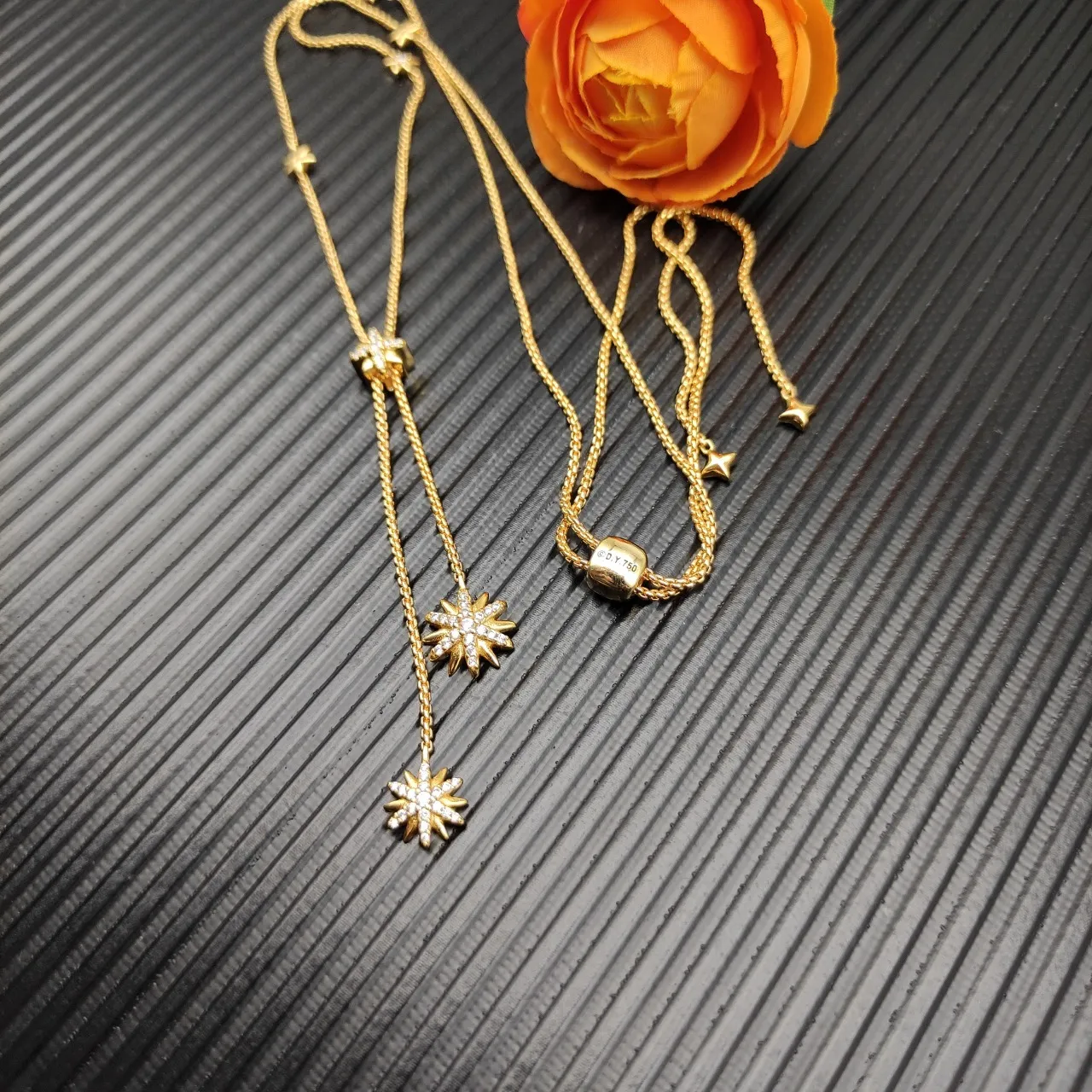 David Yurman Starburst Gold Lariat-Style Motifs Necklace 4