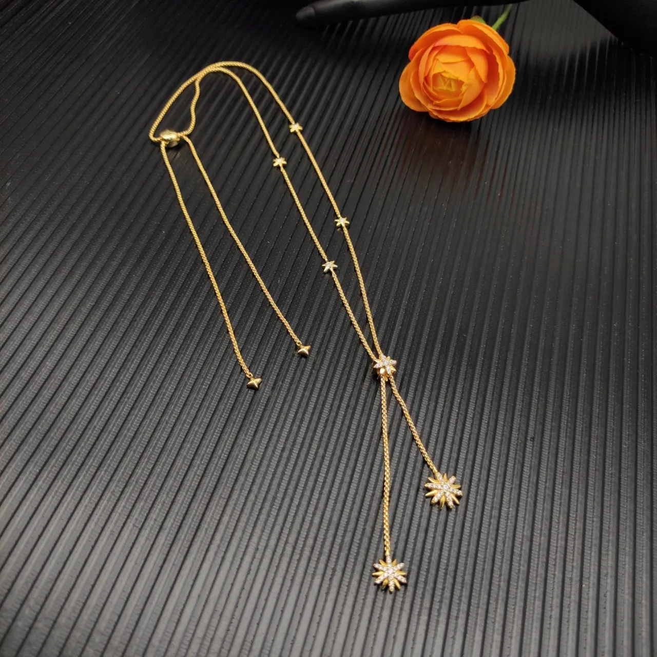 David Yurman Starburst Gold Lariat-Style Motifs Necklace 5