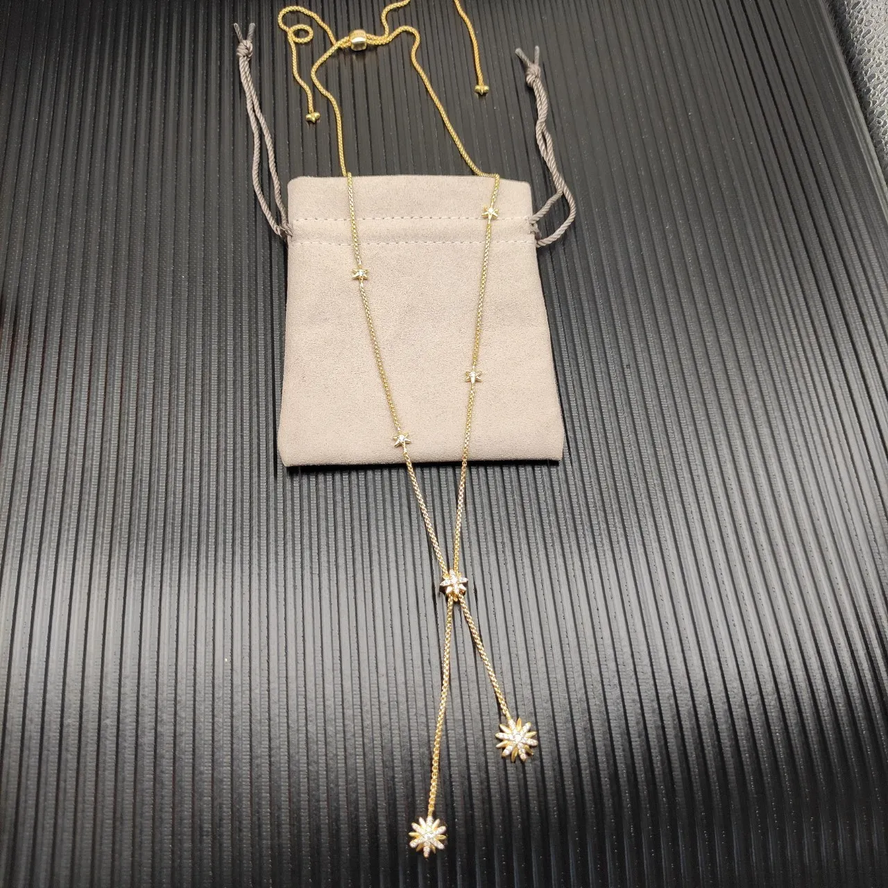 David Yurman Starburst Gold Lariat-Style Motifs Necklace 9