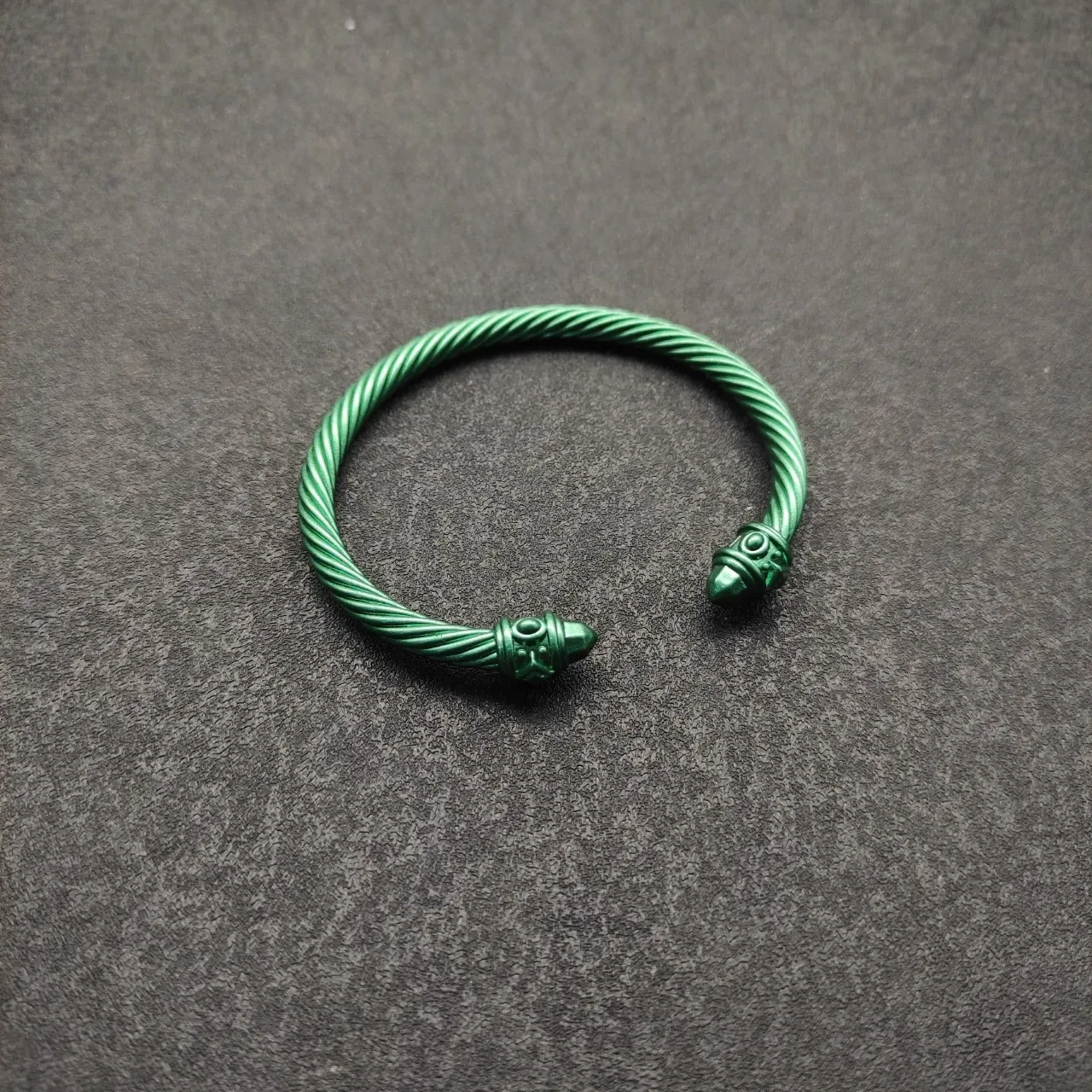 David Yurman Twisted Cable Green Enamel Bracelet 9