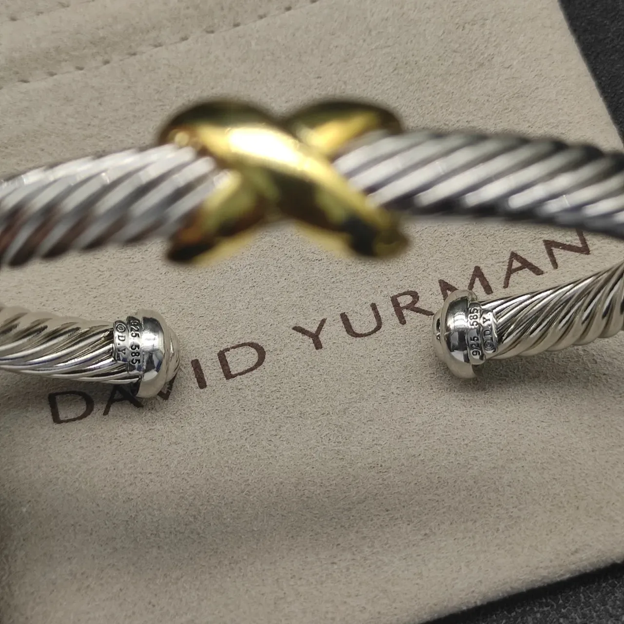 David Yurman Twisted Cable Two-Tone Gold-Accented Open Bangle Bracelets 8