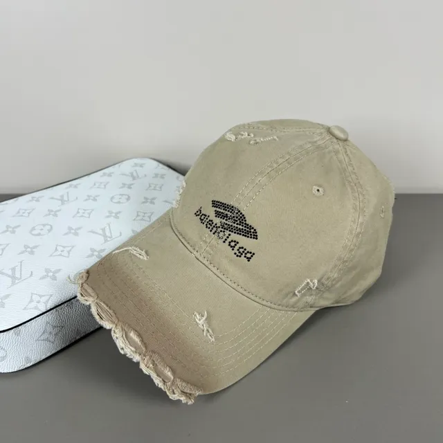 Distressed Black Frayed Brim Rhinestone Logo Baseball Cap 7