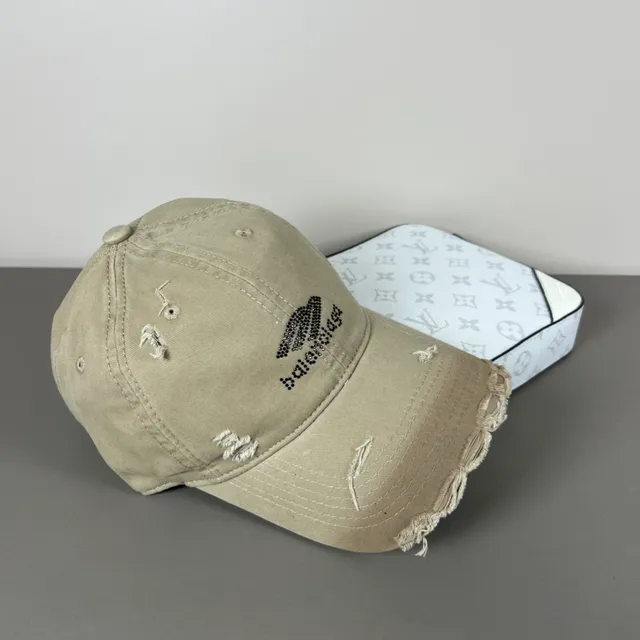 Distressed Black Frayed Brim Rhinestone Logo Baseball Cap 8