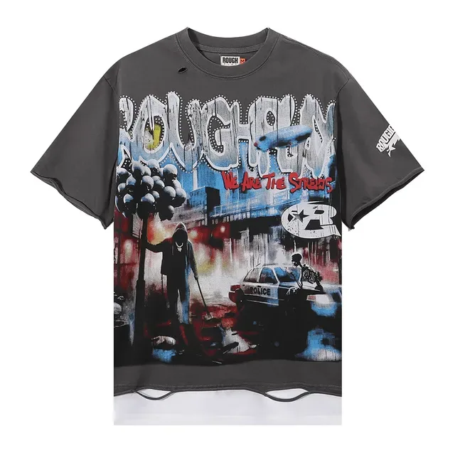 Distressed Graphic Print Oversized T-Shirt 4