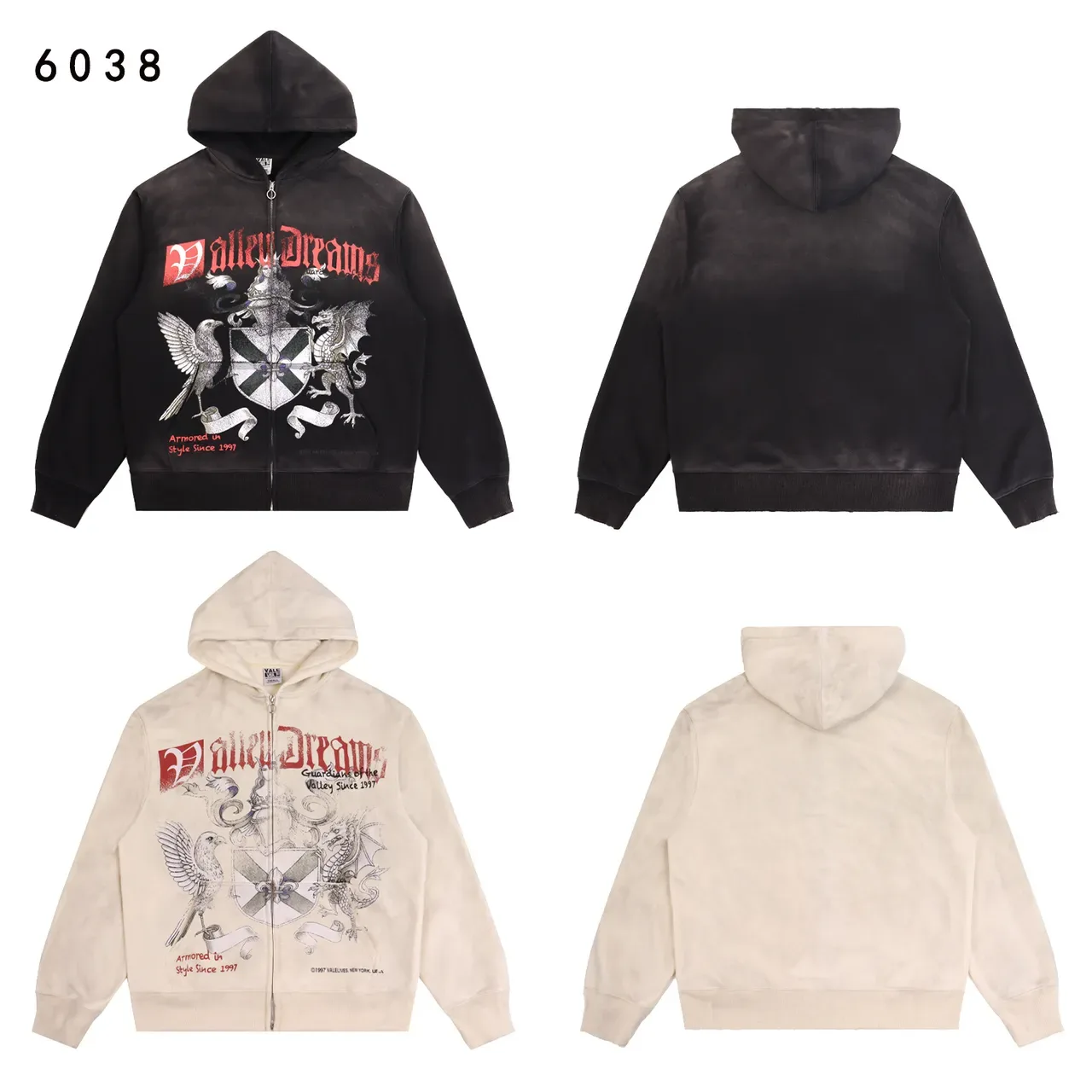 Distressed Graphic-Print Zip-Up Hoodie 4