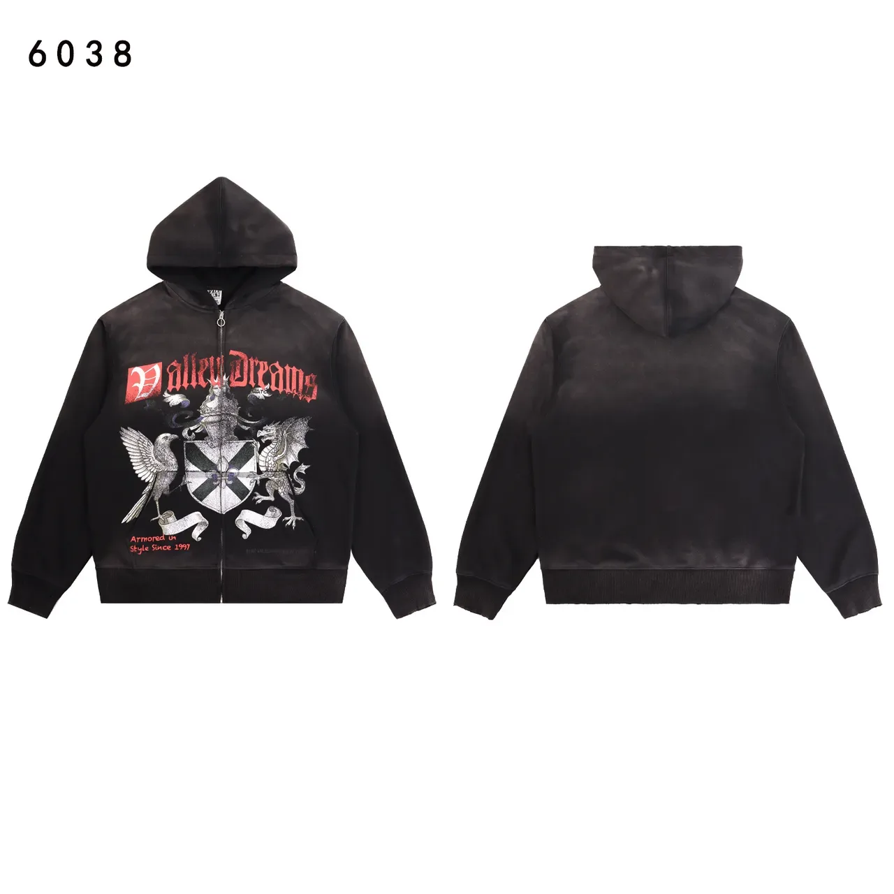 Distressed Graphic-Print Zip-Up Hoodie 6