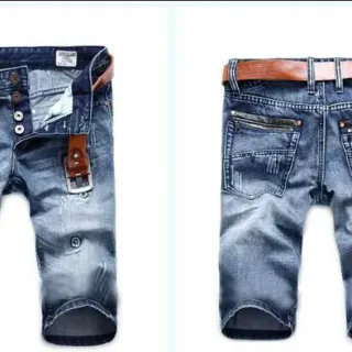 Distressed Medium-Wash Blue Denim Shorts