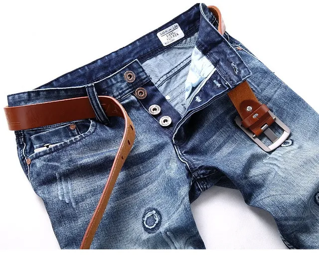 Distressed Medium-Wash Blue Denim Shorts 3