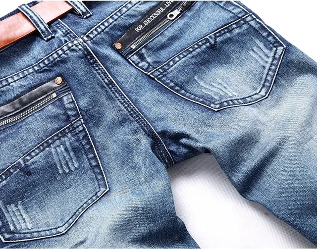 Distressed Medium-Wash Blue Denim Shorts 4