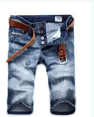 Distressed Medium-Wash Blue Denim Shorts 6