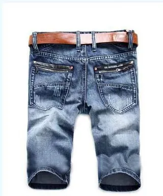 Distressed Medium-Wash Blue Denim Shorts 7