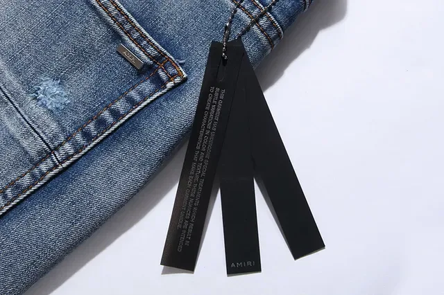 Distressed Slim-Tapered Ripped Blue Denim Jeans 12