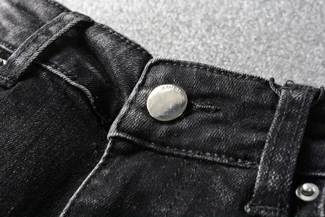 Distressed Studded Black Slim-Fit Jeans 3