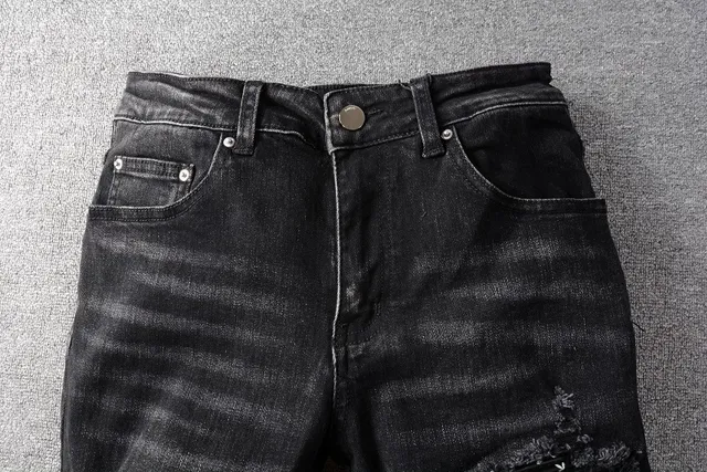 Distressed Studded Black Slim-Fit Jeans 4