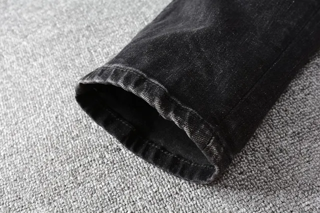 Distressed Studded Black Slim-Fit Jeans 8