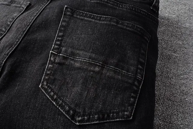 Distressed Studded Black Slim-Fit Jeans 10