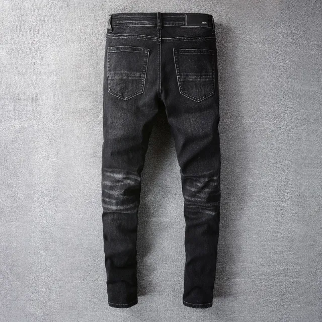 Distressed Studded Black Slim-Fit Jeans 13