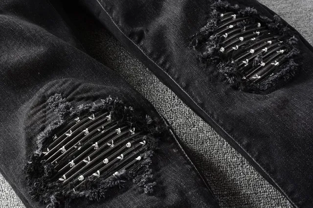 Distressed Studded Black Slim-Fit Jeans 17