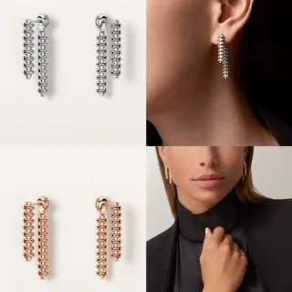 Double-Strand Geometric Link Dangling Earrings