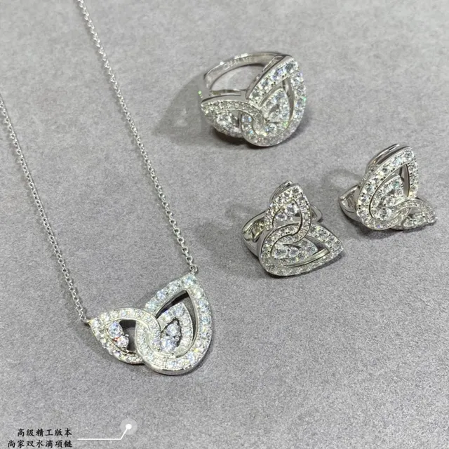 Double Waterdrop Necklace Silver Purple Teardrop Pendant Pavé-Set Crystals Necklace 5