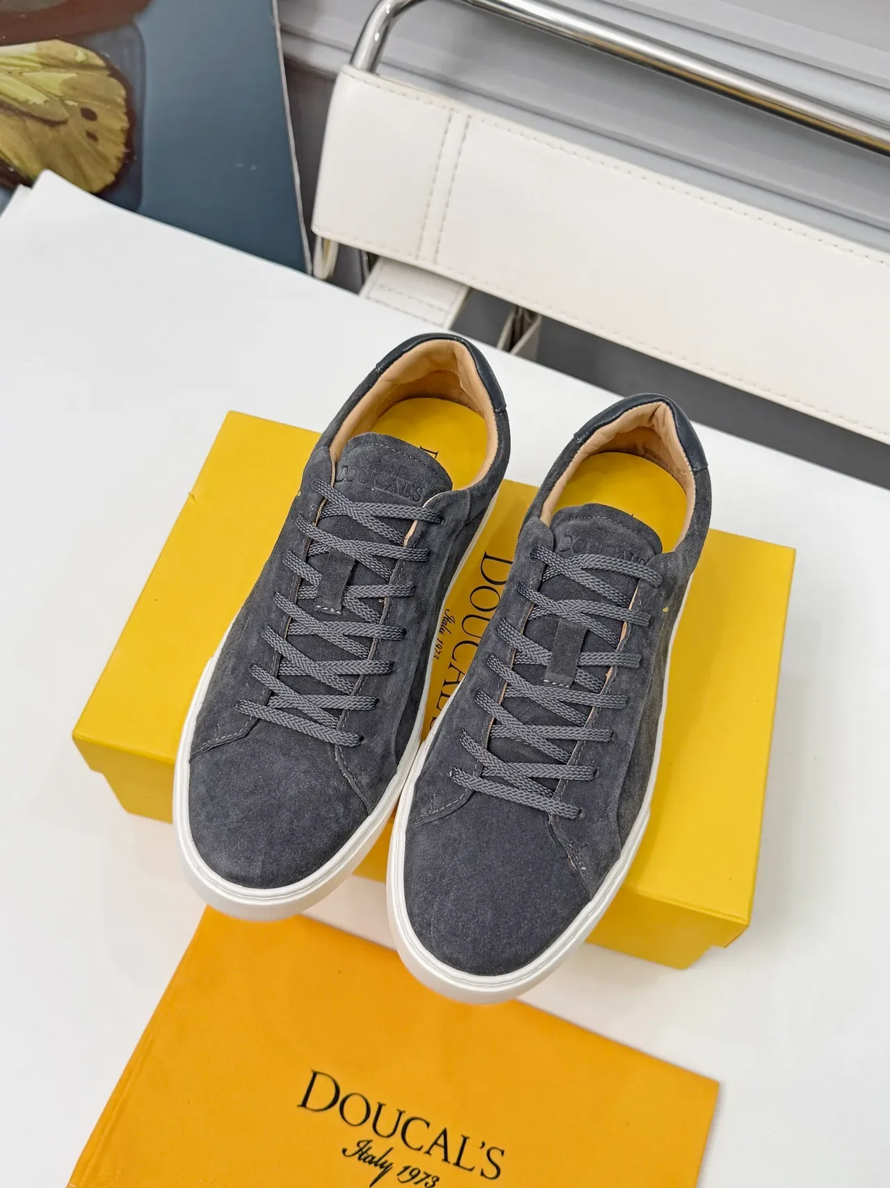 Doucal's Gray Suede Low-Top Lifestyle Sneakers 5